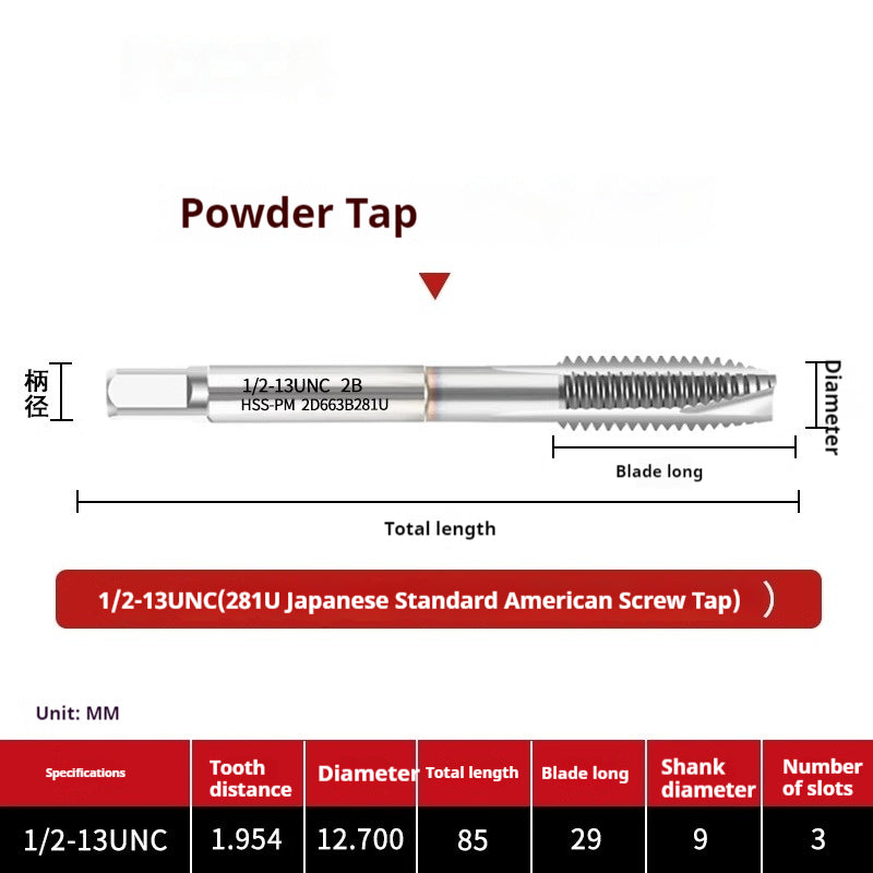2125-281U American powder screw tip machine with tap spiral tapping series Japanese standard powder high-speed steel tap Shandong Denso Pricision Tools Co.,Ltd.